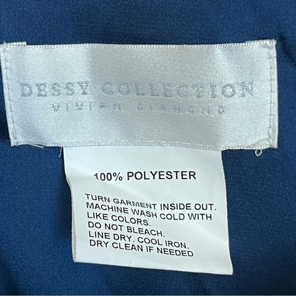 Dessy Collection Vivian Diamond Whisper Satin Dress Blue Size 20 #1266 NWT - Picture 7 of 7